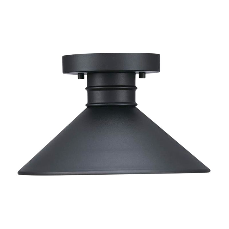 Luminaria de techo ext Alux 1L E27 60W negro Westinghouse, vista frontal del plafón y la pantalla cónica