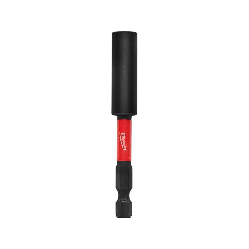 Soporte magnético para brocas de impacto de 3 pulgadas 1/4 - 1/2 Milwaukee, vista frontal del accesorio negro y rojo