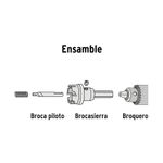 Brocasierra de carburo de tungsteno de 1-1/8 pulgadas Truper, gráfico de ensamble con broca piloto y broquero