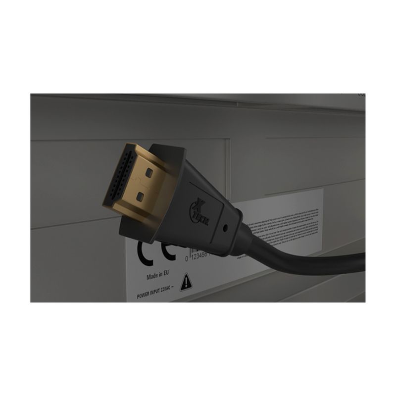 Cable con conector HDMI macho a HDMI macho Xtech de resolución hasta 3840x2160p y longitud 7.62 m, detalle del conector
