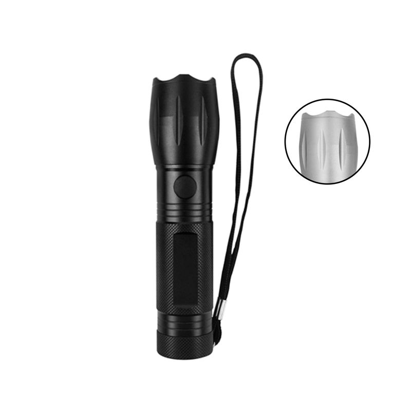 Linterna de mano táctica LED con láser a batería AAA Diamond Visions, color negro con correa y detalle del cabezal
