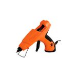 Pistola eléctrica para silicón Truper de 80 W, 1/2 pulgada y 110 V, vista lateral en color naranja y negro