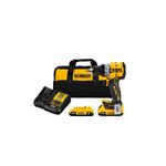Taladro percutor 1/2 inalámbrico XR DeWALT de 20 V y 2 baterías, con maleta de transporte y cargador