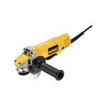 Esmeriladora angular eléctrica DeWalt de 4-1/2 pulgadas y 900 W, vista lateral con mango auxiliar negro