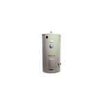 Calentador de agua eléctrico acero inox. Westomatic 40 gal 240 V Thermo Solutions, frente del tanque cilíndrico blanco