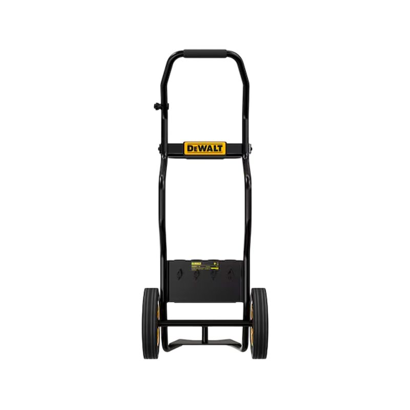 Carro de carga para martillo demoledor D25981 DeWALT, vista frontal del equipo con mango negro y ruedas negras