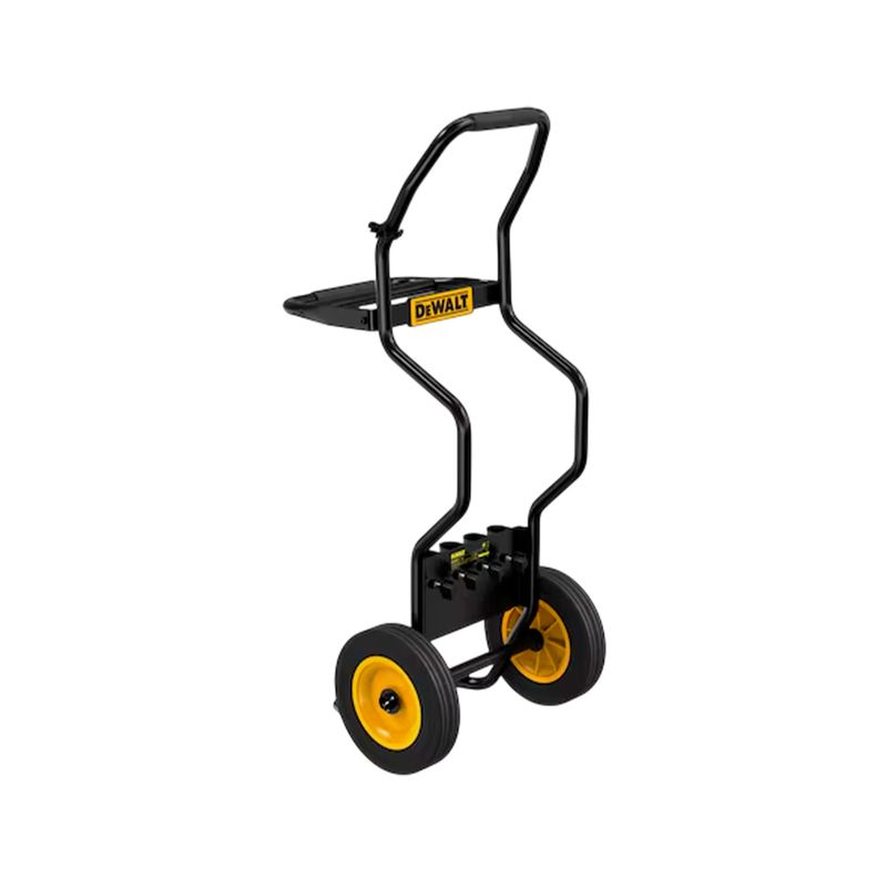 Carro de carga para martillo demoledor D25981 DeWALT, vista lateral completa con ruedas amarillas y manubrio negro