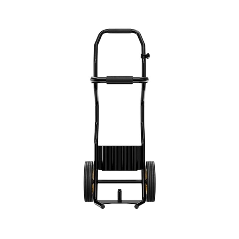 Carro de carga para martillo demoledor D25981 DeWALT, vista frontal del equipo en color negro con ruedas y mango