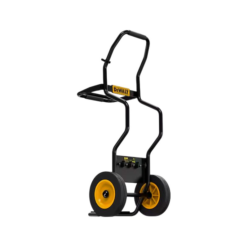 Carro de carga para martillo demoledor D25981 DeWALT, vista lateral completa con ruedas amarillas y negras y mango ergonómico