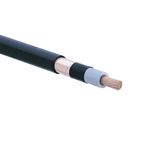 Cable de cobre XLPE 15 kV 1/0 100% AWG chaqueta PVC Viakon, primer plano del corte transversal mostrando capas y núcleo