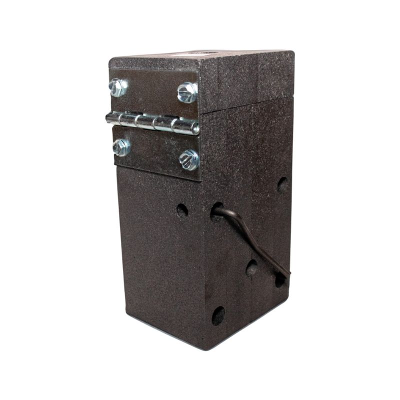 Molde de grafito GC 5/8-2/0A (M-548) Artmark, vista frontal del bloque gris oscuro con bisagra y tornillos metálicos
