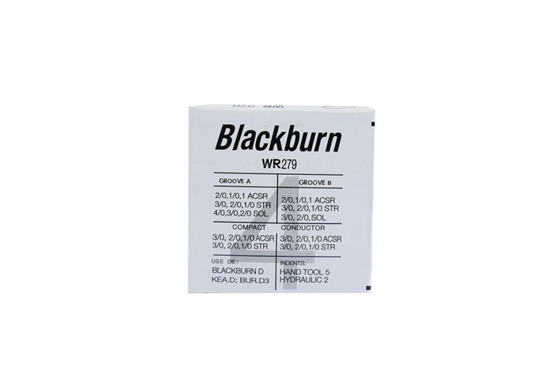 Conector de compresión tipo H Burndy caja 4 principal 2/0-1 derivación 2/0 a 1, empaque con tabla de medidas Blackburn