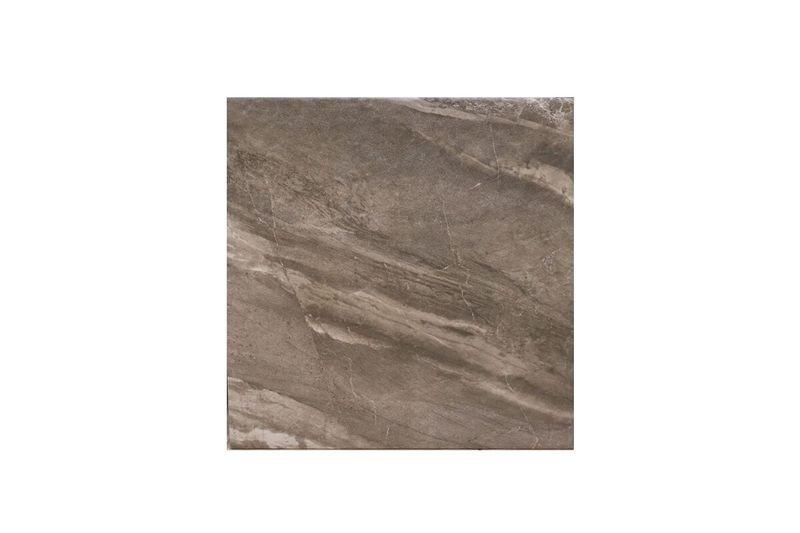 Baldosa Salonica 55 x 55 gris oscuro mármol Lamosa, vista frontal de la pieza con vetas naturales en tonos grises