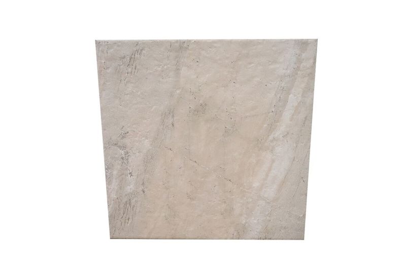 Baldosa Salonica 55x55 hueso mármol PEI4 Lamosa, vista frontal de la pieza cuadrada con textura marmoleada mate