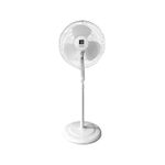 Abanico de pedestal 16 pulgadas 54 W 120 V blanco Living Accents, vista frontal completa sobre fondo blanco