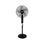 Abanico de pedestal 18 pulgadas 75 W 120 V negro Living Accents, vista frontal completa sobre fondo blanco