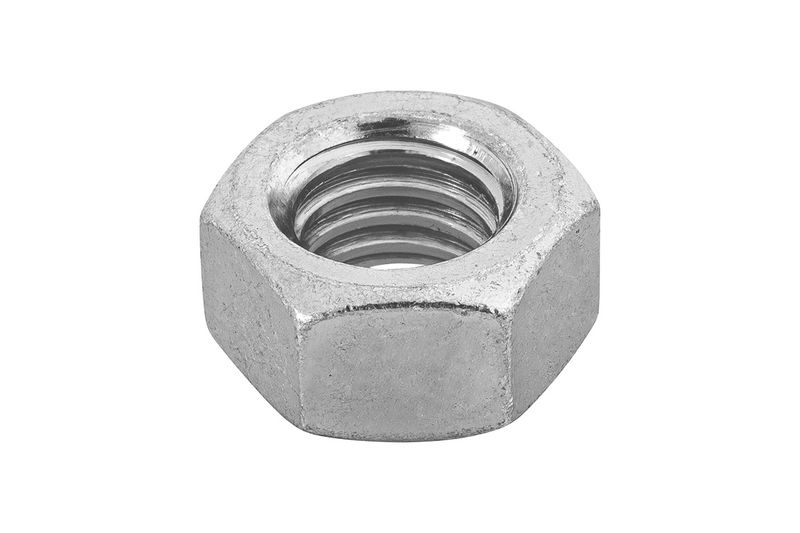Tuerca hexagonal 7/16 pulgadas 11 mm 60 piezas Fiero, vista en perspectiva del cuerpo metálico y rosca interna