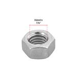 Tuerca hexagonal 7/16 pulgadas 11 mm 60 piezas Fiero, vista superior con indicador gráfico del diámetro interno