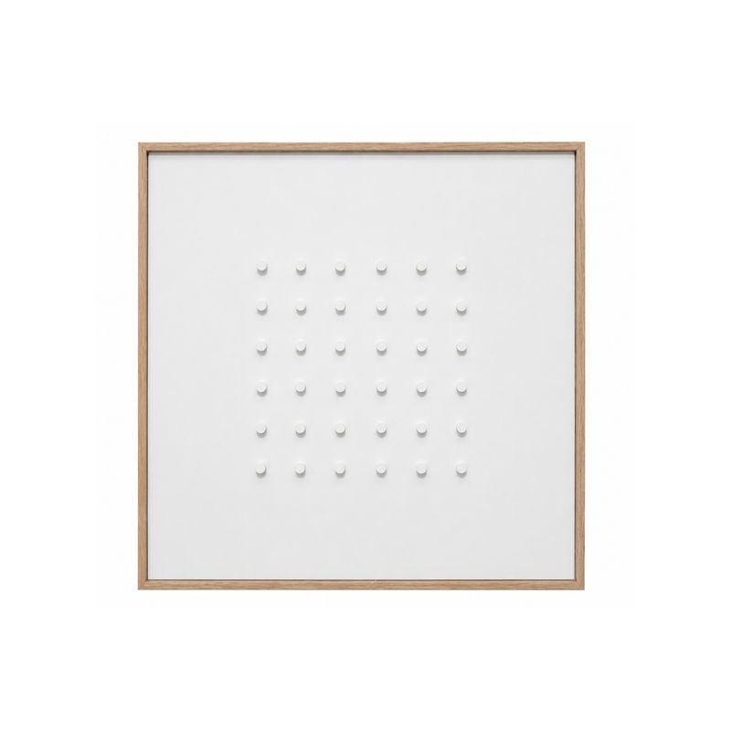 Cuadro con marco decorativo 80 x 4.5 x 80 cm Concepts, marco de madera clara con diseño de puntos blancos en relieve