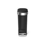 Basurero 40 L plástico negro Simplehuman, vista frontal completa del bote con pedal cromado