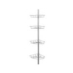 Organizador de ducha 4 niveles extendible satin nickel Zenna Home, vista frontal del estante metálico con cuatro bandejas