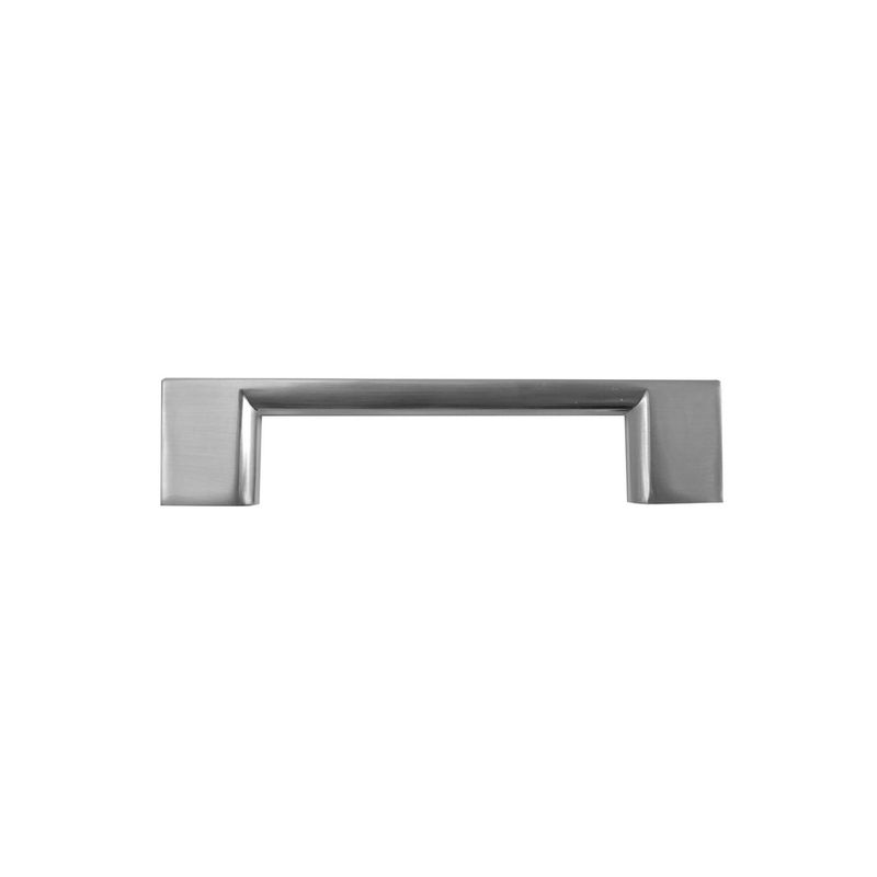 Jaladera de barra Contempo 3-3/4 pulgadas (96 mm) níquel satinado Laurey, vista frontal del herraje sobre fondo blanco
