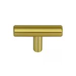 Jaladera de barra T Melrose de 2 pulgadas (50 mm) latón satinado Laurey, vista frontal en color dorado
