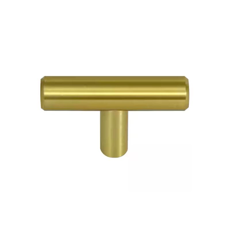 Jaladera de barra T Melrose de 2 pulgadas (50 mm) latón satinado Laurey, vista frontal en color dorado