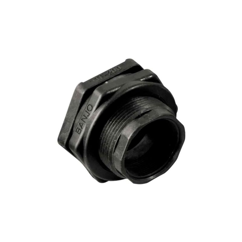 Conexión roscada hexagonal de 3 pulgadas EPDM Rotoplas, vista en ángulo del interior de la rosca y cuerpo negro