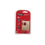 Candado anticizalla Hermex bronce de 50 mm, presentado en su empaque blister rojo con detalles técnicos