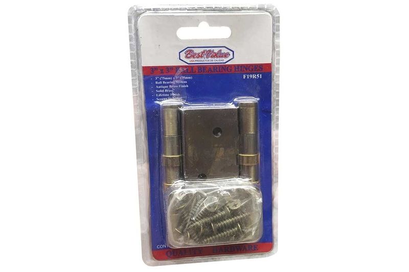 Bisagra balinera 2 piezas Best Value 3-1/2"x3-1/2" acero inoxidable, en empaque blíster con tornillos incluidos