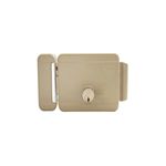 Kit cerradura parche eléctrica Yale transf-cable-botón izquierda, vista frontal del cuerpo de la cerradura en color beige
