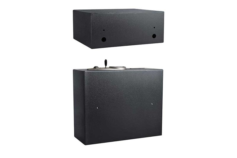 Caja de seguridad digital Sentry Safe de 0.7 cu, vistas frontal y superior del equipo en color negro