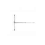 Barra antipánico Yale cromo para puerta doble, vista frontal del mecanismo y la barra horizontal extendida