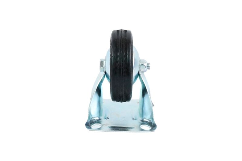 Rodo industrial flange fijo Best Value de 3 pulgadas, 75 mm y 50 kg, vista frontal de la rueda negra y base metálica