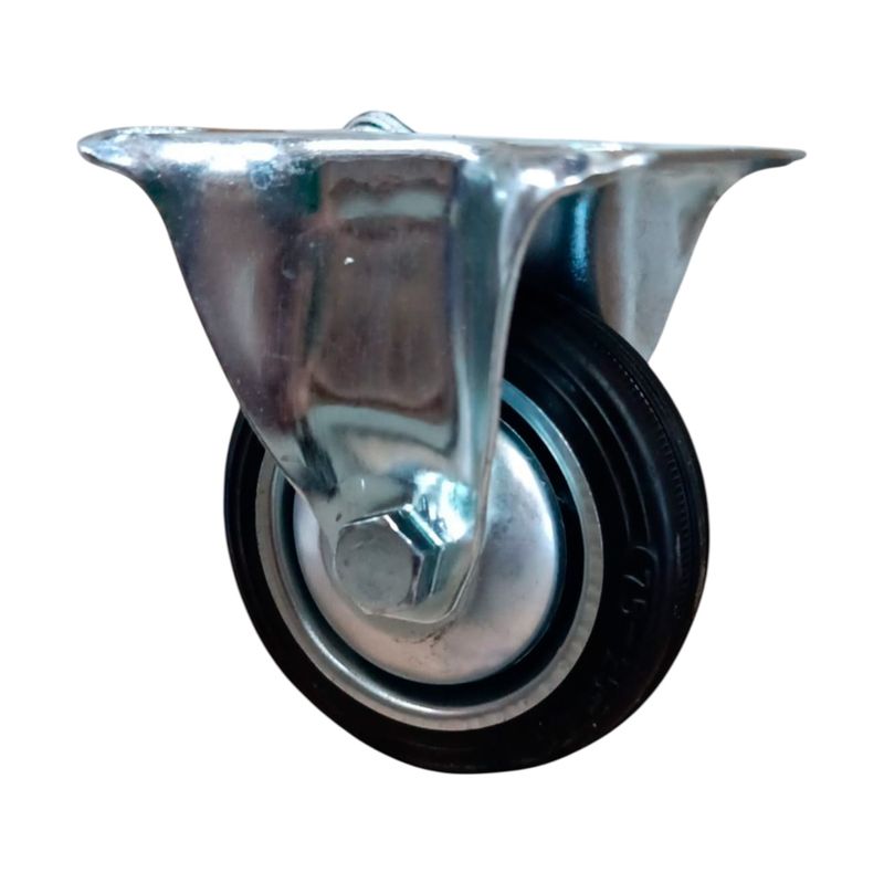 Rodo industrial flange fijo Best Value de 3 pulgadas, 75 mm y 50 kg, vista frontal en acabado metálico brillante