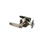 Cerradura manecilla baño Dover Yale bronce antiguo, vista lateral completa con pestillo y placa de montaje