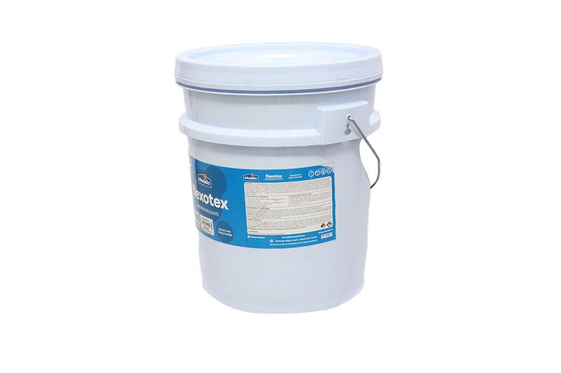 Impermeabilizante para techo Flexotec blanco mate Modelo en cubeta, vista lateral de la etiqueta con instrucciones