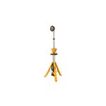 Lámpara trípode 20 V, IP54, 6 Ah, 3000 lúmenes DeWALT, vista frontal completa del equipo extendido en color amarillo