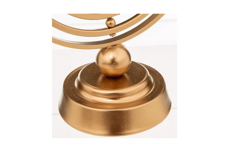 Reloj de arena decorativo metálico dorado 23 cm Atmosphera, primer plano de la base circular y soporte dorado