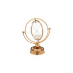 Reloj de arena decorativo metálico dorado de 23 cm Atmosphera, vista frontal sobre base circular con estructura esférica