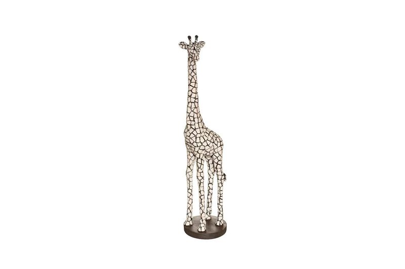 Figura decorativa jirafa 89 cm Atmosphera, vista frontal completa sobre base circular oscura