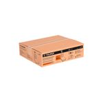 Báscula de plataforma de 500 kg Truper, vista diagonal de la caja de cartón con ilustraciones del producto