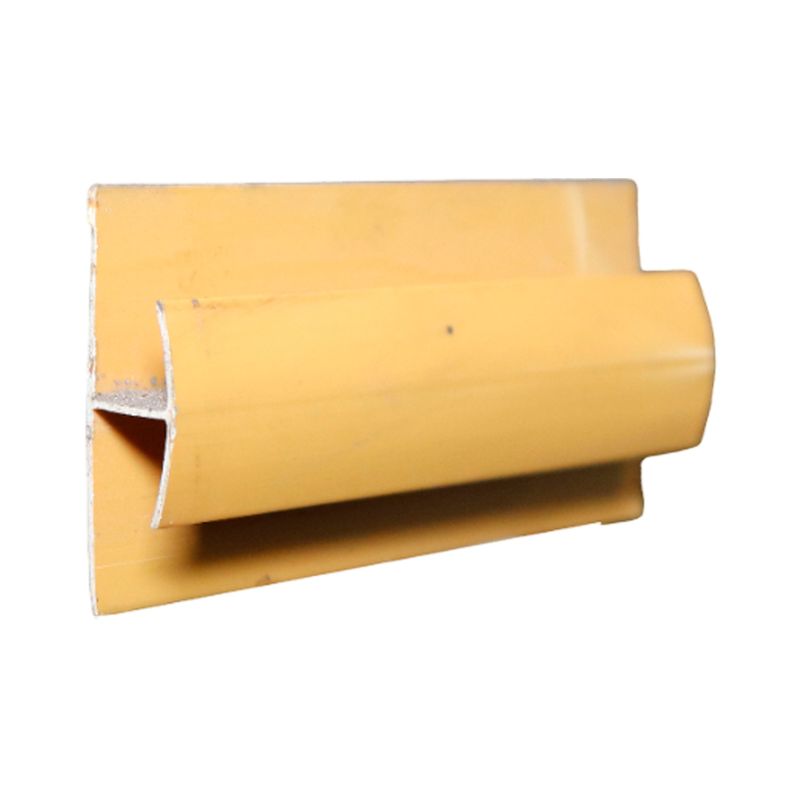 Unión para tablilla plástica de 5.90 metros madera oscura Canet, vista frontal del perfil tubular