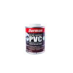 Pega PVC gris Durman de 1/8 galón, envase cilíndrico metálico con etiqueta roja y blanca