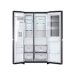 Refrigerador Inverter InstaView con dispensador SBS Craft Ice 612 L matte black LG, vista interior con puertas abiertas