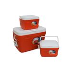 Combo hielera 3 piezas 31, 5.5 y 5.5 litros naranja Pearl, conjunto de tres hieleras de distintos tamaños con tapas blancas