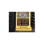 Cargador de batería 12 V / 20 V 4 Amp DeWALT, primer plano de la etiqueta amarilla con indicadores de carga y modelo