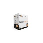 Cable UTP 4 par 25 AWG CMX Cat5e caja 305 m Nexxt, empaque blanco con detalles naranjas y orificio para extraer el cable