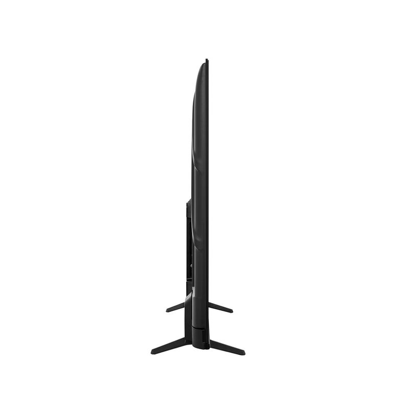 TV LED 85 pulgadas Smart UHD 4K Hisense, vista lateral del televisor mostrando su perfil delgado y soporte